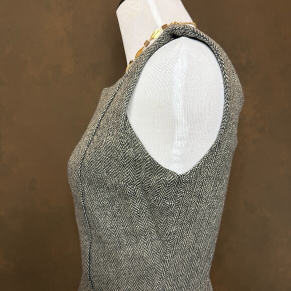 RARE 1950s Union-Made Wool Fit-and-Flare Dress | Tailored Herringbone Tweed - Picture 8 of 16